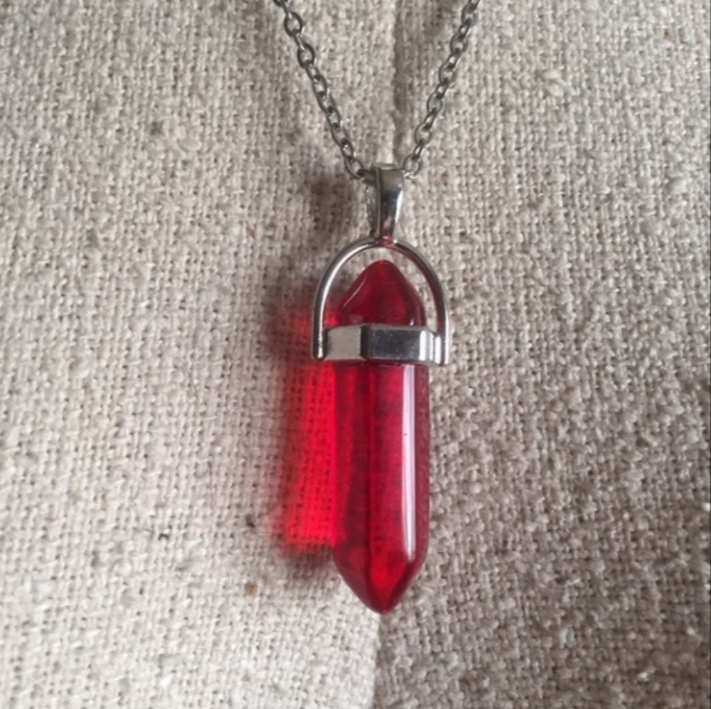 ❤️ Red ❤️ GLASS Pendant Only ❣️ Silver alloy Necklace UNISEX
